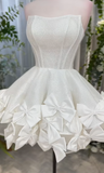Niulatu Strapless A-Line Homecoming Dresses White Birthday Dresses Sparkly Short Formal Dresses HZ1026