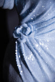 Niulatu Off-the-shoulder Sheath Long Prom Dresses Sequin Sparkly Blue Formal Dresses HZ1026