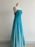 Niulatu Strapless A-Line Long Prom Dresses Beaded Chiffon Blue Formal Dresses Vintage Evening Dresses HZ1026