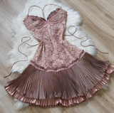 Niulatu Pink Spaghetti Strap Chiffon Party Dresses Lace Applique Short Prom Dresses Homecoming Dress HZ1026