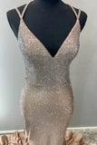 Niulatu Spaghetti Strap Sheath Long Prom Dresses Satin Champagne Wedding Guest Dresses HZ1026