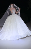 Niulatu Strapless Ball Gown with Lace Appliques Long Wedding Dresses with Beading White Bridal Gowns Sleeveless Bridal Dresses HZ1026