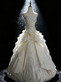 Niulatu Sweetheart Neck Ball Gown Long Wedding Dresses Taffeta Sleeveless Bridal Gowns White Bridal Dresses HZ1026