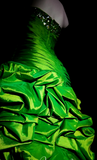 Niulatu Strapless Bodycon Hi-lo Prom Dresses Taffeta Green Formal Dresses Green Halloween Dresses HZ1026