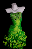 Niulatu Strapless Bodycon Hi-lo Prom Dresses Taffeta Green Formal Dresses Green Halloween Dresses HZ1026