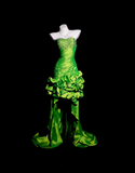 Niulatu Strapless Bodycon Hi-lo Prom Dresses Taffeta Green Formal Dresses Green Halloween Dresses HZ1026