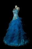 Niulatu Strapless Ball Gown Blue Long Prom Dresses Tulle Blue Quinceanera Dresses Sweet 16 Dress HZ1026