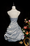 Niulatu Spaghetti Strap Homecoming Dresses A-line Grey Short Prom Dresses Taffeta Grey Birthday Dresses HZ1026