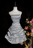 Niulatu Spaghetti Strap Homecoming Dresses A-line Grey Short Prom Dresses Taffeta Grey Birthday Dresses HZ1026