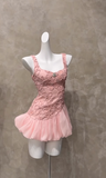 Niulatu Strap Homecoming Dresses Ball Gown Pink Short Prom Dresses Applique Pink Birthday Dresses HZ1026