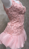 Niulatu Strap Homecoming Dresses Ball Gown Pink Short Prom Dresses Applique Pink Birthday Dresses HZ1026