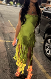 Niulatu Strapless Bodycon Green Short Prom Dresses Ruffle Green Birthday Dresses HZ1026