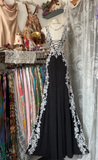 Niulatu Sweetheart Sheath Black Long Prom Dresses Lace Applique Black Long Evening Dresses HZ1026