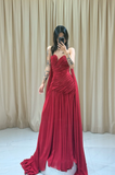 Niulatu Sweetheart Sheath Burgundy Long Prom Dresses Chiffon Burgundy Long Evening Dresses HZ1026