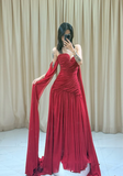 Niulatu Sweetheart Sheath Burgundy Long Prom Dresses Chiffon Burgundy Long Evening Dresses HZ1026
