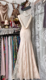 Niulatu Sheath Long Prom Dresses Lace Light Blush Pink Formal Dresses HZ1026