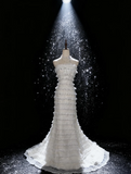 Niulatu Strapless Sheath Long Wedding Dresses Tulle White Bridal Gowns Sleeveless Bridal Dresses HZ1026