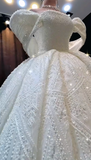 Niulatu Off-the-shoulder Ball Gown Beaded Long Wedding Dresses Tulle White Bridal Gowns Short Sleeve Bridal Dresses HZ1026