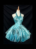 Niulatu Halter A-line Blue Short Birthday Dresses Satin Blue Party Dresses HZ1026