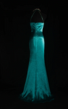 Niulatu V-neck Sheath Turquoise Long Prom Dresses Beaded Satin Turquoise Evening Dresses HZ1026