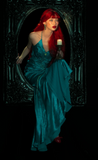 Niulatu V-neck Sheath Turquoise Long Prom Dresses Beaded Satin Turquoise Evening Dresses HZ1026