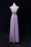 Niulatu Asymmetric Neck Sheath Lavender Long Prom Dresses Satin Lavender Evening Dresses HZ1026