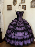 Niulatu Sweetheart Neck Ball Gown Lace Purple Long Lolita Dresses Purple Long Birthday Dresses HZ1026