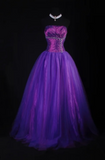 Niulatu Strapless Ball Gown Purple Long Prom Dresses Tulle Purple Evening Dresses HZ1026