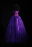 Niulatu Strapless Ball Gown Purple Long Prom Dresses Tulle Purple Evening Dresses HZ1026