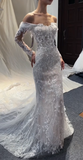 Niulatu Off-the-shoulder Sheath Trail Wedding Dresses Applique Tulle White Bridal Gowns Sleeveless Bridal Dresses HZ1026