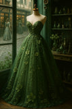 Niulatu Sweetheart A-Line Long Prom Dress Tulle Green 16 Dresses HZ1026
