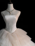 Niulatu Strapless Ball Gown Long Wedding Dress Sleeveless Bridal Gown Tulle Bride Dress HZ1026