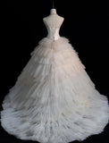 Niulatu Strapless Ball Gown Long Wedding Dress Sleeveless Bridal Gown Tulle Bride Dress HZ1026