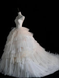 Niulatu Strapless Ball Gown Long Wedding Dress Sleeveless Bridal Gown Tulle Bride Dress HZ1026