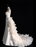 Niulatu Strapless Mermaid Long Wedding Dress Sleeveless White Bridal Gown Satin Bride Dress HZ1026