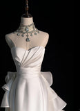 Niulatu Strapless Mermaid Long Wedding Dress Sleeveless White Bridal Gown Satin Bride Dress HZ1026