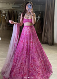 Niulatu Two-Piece Tulle Beaded Pink Long Prom Dress HZ1026
