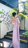 Niulatu Sheath Satin Purple Bridesmaid Dresses Purple Formal Dresses HZ1026