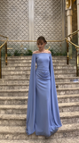 Niulatu Off-the-shoulder Sheath Lavender Long Prom Dresses Chiffon Lavender Wedding Guest Dresses HZ1026