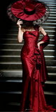 Niulatu Spaghetti Strap Sheath Burgundy Long Prom Dresses Satin Burgundy Evening Dresses HZ1026