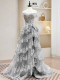 Niulatu Sweetheart Neck Tulle Sequin Black Long Prom Dress, Black Formal Dress HZ1026