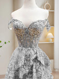 Niulatu Sweetheart Neck Tulle Sequin Black Long Prom Dress, Black Formal Dress HZ1026
