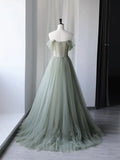 Niulatu Green Tulle Long Prom Dresses, Green Formal Evening Dresses HZ1026