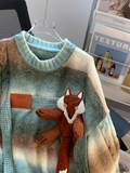 Niulatu fox sweater with gradient stripes HZ1108
