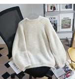 Niulatu diamond-studded 3D flower pullover sweater HZ1108