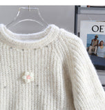 Niulatu diamond-studded 3D flower pullover sweater HZ1108