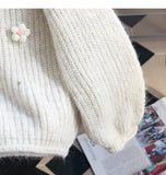 Niulatu diamond-studded 3D flower pullover sweater HZ1108