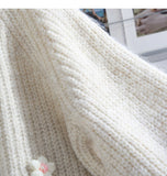 Niulatu diamond-studded 3D flower pullover sweater HZ1108