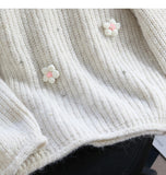 Niulatu diamond-studded 3D flower pullover sweater HZ1108