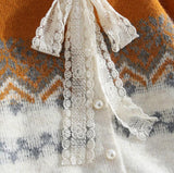 Niulatu Isle Vintage Contrast Cardigan Sweater HZ1108